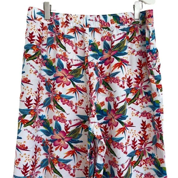 Vintage Caribbean Joe Wide Leg Cropped Tropical Floral Pants 12 - Picture 3 of 9